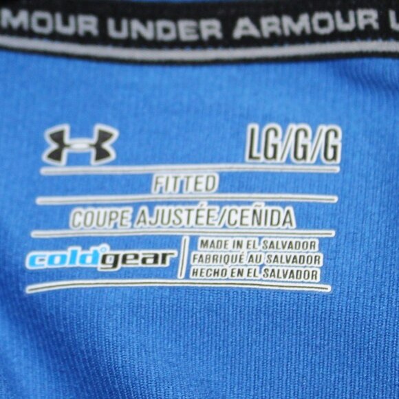 5 Under Armour Blue Shirt Men Size Large ColdGear Long Sleeve - Picture 3 of 4